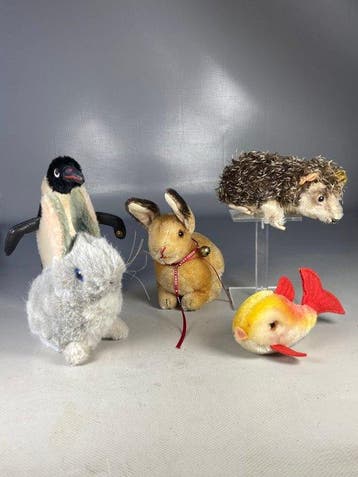 Steiff - Pluche speelgoed Lot de 5 Petits Animaux Anciens de