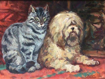 Borgen Lindhardt (1974) - Portret kat met hond: happy couple