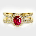 Zonder minimumprijs - Ring - 18 karaat Geel goud, GIA 0,98, Sieraden, Tassen en Uiterlijk, Ringen, Nieuw