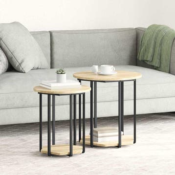 vidaXL Bijzettafelset 2 st Bruin 50 x 50 x 50,5 cm, Huis en Inrichting, Tafels | Bijzettafels, Verzenden, Nieuw, 45 tot 60 cm