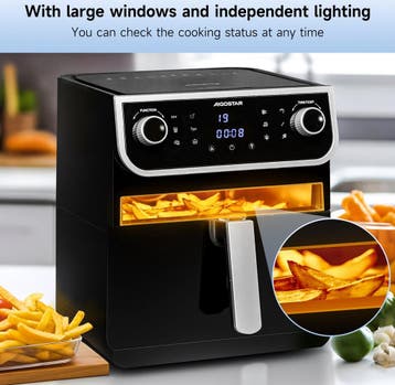 Airfryer XXL - heteluchtfriteuse - 8L - Zwart - Aigostar, Verzenden, Zo goed als nieuw
