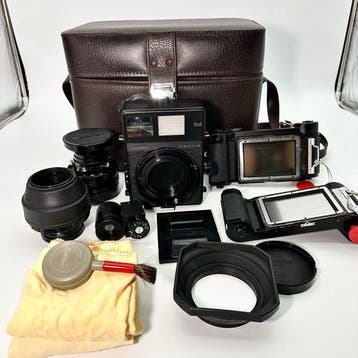 Mamiya Universal Press + 75mm + 100mm + acc. |, Nieuw