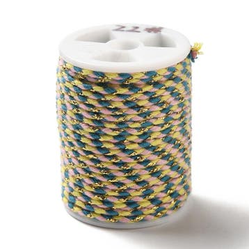 1 rol Metallic gevlochten koord – katoen/polyester mix –, Ophalen of Verzenden, Nieuw, Kraal