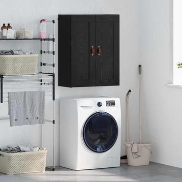 vidaXL Wandkast Zwart Eiken 69,5 x 34 x 90 cm Bewerkt hout, Minder dan 50 cm, Verzenden, Nieuw, Minder dan 100 cm