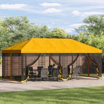 vidaXL Paviljoen met zijwanden 6 x 3 m Geel Polyester en, Tuin en Terras, Verzenden, Nieuw