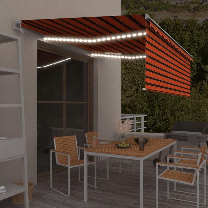 vidaXL Luifel met rolgordijn, LED en windsensor 4,5x3 m, Tuin en Terras, Zonneschermen, Nieuw, Verzenden