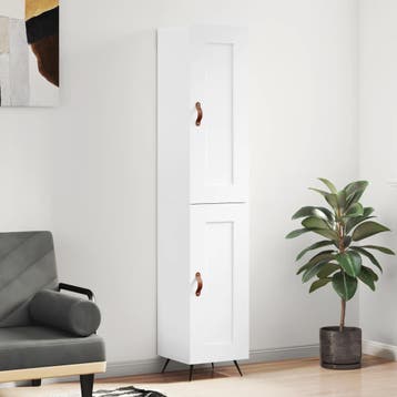 vidaXL buffetkast 34,5x34x180 cm bewerkt hout hoogglans wit, Minder dan 50 cm, Verzenden, Nieuw, Minder dan 100 cm