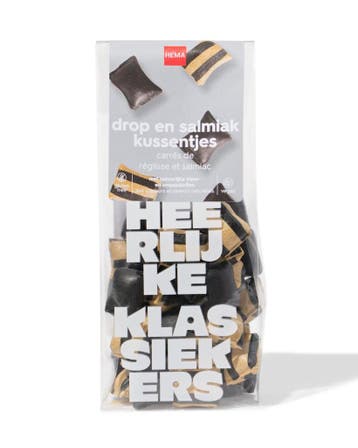 HEMA Drop en salmiak kussentjes 110g 2 voor 3.49, Verzenden