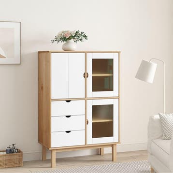 vidaXL buffetkast OTTA 85x43x125 cm massief grenenhout bruin, Minder dan 50 cm, Verzenden, 100 tot 150 cm, Nieuw