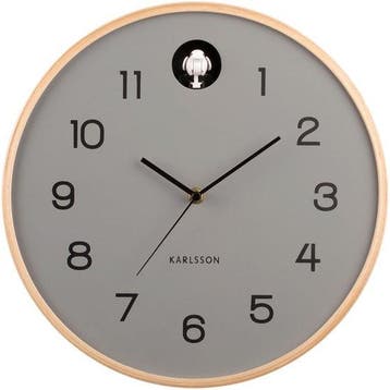 Wall clock Natural Cuckoo birch wood mouse grey — Zeer goed, Huis en Inrichting, Keuken | Keukenbenodigdheden, Nieuw