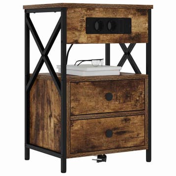 vidaXL Nachtkastje met lade Gerookt eiken 40 x 31 x 60 cm, Minder dan 45 cm, Verzenden, Nieuw, 55 tot 70 cm