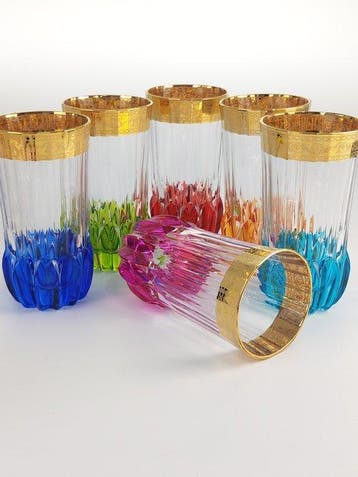 SECOLOVENTESIMO - Drinkservies (6) - Geen loodkristal Gold