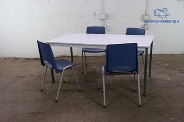 Tweedehands Lensvelt kantinetafel grijs 160x80 cm nette, Verzenden, Gebruikt