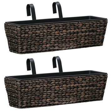 vidaXL Plantenbakken 2 st waterhyacint bruin, Overige materialen, Minder dan 30 cm, Verzenden, Nieuw