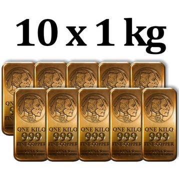 10 kilograms - Koper .999 - 10 x 1 Kilo 999 Fine Copper