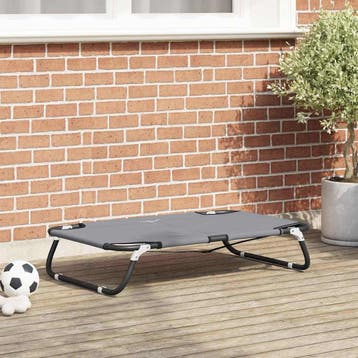 vidaXL Hondenbed 70 x 46 x 18 cm Staal Lichtgrijs, Verzenden, Nieuw