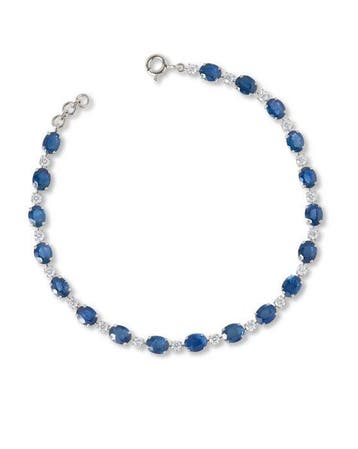 Tennis armband - 14 karaat Witgoud - 8.02ct. tw. Saffier -
