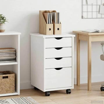vidaXL Rolling Kast met wiel Wit 34 x 39 x 56 cm Massief, Huis en Inrichting, Kasten | Overige, Verzenden, Nieuw