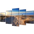 vidaXL Canvas muurdruk set zandstrand 100 x 50 cm, Huis en Inrichting, Woonaccessoires | Schilderijen, Tekeningen en Foto's, Verzenden