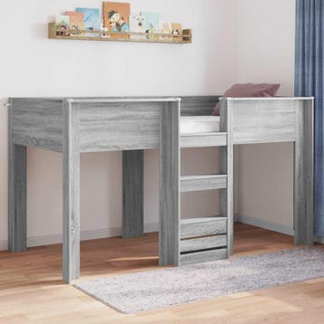 vidaXL Bunk Bed voor Kinderen Grijs Sonoma 80 x 200 cm, Eenpersoons, Verzenden, Nieuw, Grijs