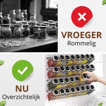 SV Living Kruidenrek met 32 glazen kruidenpotjes en, Ophalen of Verzenden, Zo goed als nieuw
