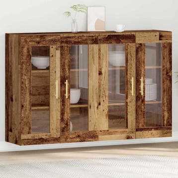 vidaXL Wandkasten 2 pcs Oud Hout 69,5 x 34 x 90 cm Bewerkt, Minder dan 50 cm, Verzenden, Nieuw, Minder dan 100 cm