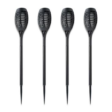 Ledisons Solar LED-priklamp Flame zwart set 4 stuks, Tuin en Terras, Ophalen of Verzenden, Nieuw