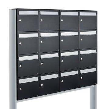 Brievenbusunit Flow set vrijstaand 4-breed, 4-hoog - zwart, Verzenden, Nieuw