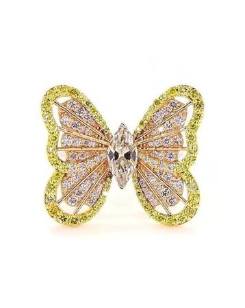 Cocktailring - 18 karaat Witgoud - 1.82ct. tw. Bruin Diamant