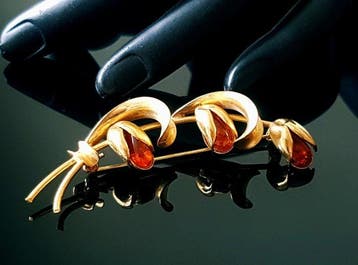 Amber Unieke vintagebroche met natuurlijk Baltisch