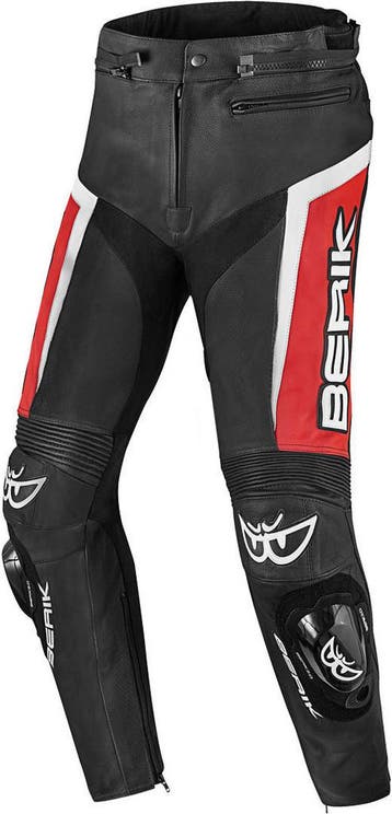 Berik Misle Zwart Wit Rood Leren Motorbroek, Nieuw met kaartje, Broek | leer, Berik, Heren