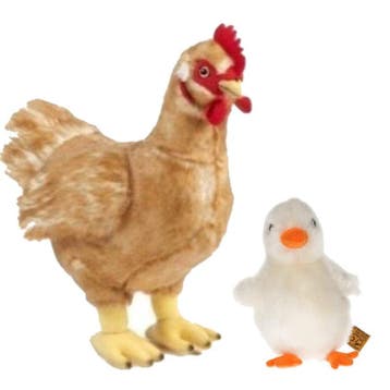 Pluche kip en kuiken knuffel - boerderij - 12 cm en 35 cm, Verzenden, Nieuw