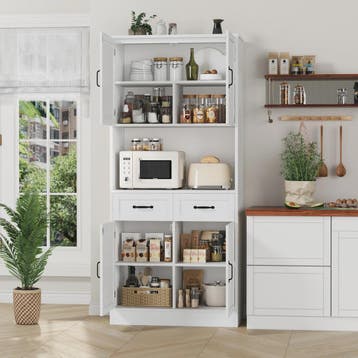 Stijlvolle Witte Keukenkast 180cm - Buffetkast met Aanrechtb, Verzenden, Nieuw