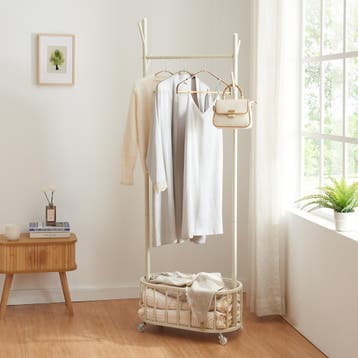 [en.casa] Kledingrek op wielen Risør 175x60x32 cm wit, Huis en Inrichting, Kasten | Kledingkasten, Verzenden, Nieuw