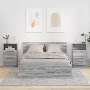 vidaXL Nachtkastjes 2 pcs Grijs Sonoma 40 x 30 x 467 cm, Minder dan 45 cm, Verzenden, Nieuw, 55 tot 70 cm