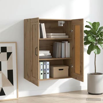 vidaXL Wandkast Artisanaal eiken 69,5 x 34 x 90 cm Bewerkt, Minder dan 50 cm, Verzenden, Nieuw, Minder dan 100 cm