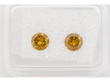 Veiling - Behandelde diamanten - Fancy geel/oranje 0,67 ct, Sieraden, Tassen en Uiterlijk, Edelstenen, Nieuw