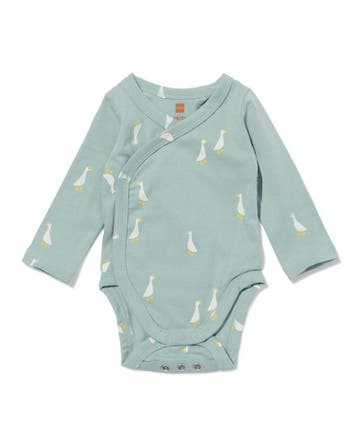 HEMA Baby meegroei overslagromper jersey ganzen lichtblauw, Verzenden, Nieuw