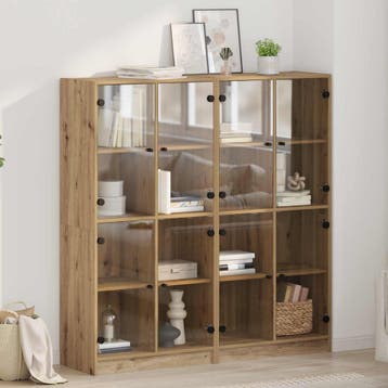 vidaXL Highboard 2 st Artisan Eiken 68 x 37 x 142 cm Bewerkt, Verzenden, Nieuw, 50 tot 100 cm, Minder dan 100 cm