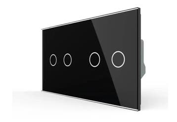 Livolo Touchscreen Schakelaar | Zwart | 2+2 | Aan/Uit, Ophalen of Verzenden, Nieuw, Schakelaar