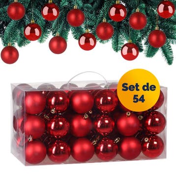 Kerstballen Rood 54-delig (Kerst artikelen, Interieur), Diversen, Verzenden, Nieuw