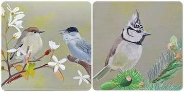 Ron Brinkman (XX) - Schilderij met een Kuifmeesje en een met