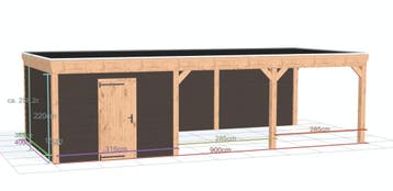 Douglas Overkapping met Schuur - 900 x 400cm - Bouwpakket, Nieuw