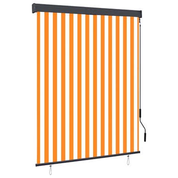vidaXL Rolgordijn voor buiten 140x250 cm wit en oranje, Huis en Inrichting, Verzenden, Nieuw, Oranje