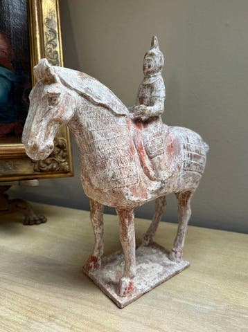sculptuur, Chinees Ruiterbeeld - 31.5 cm - Aardewerk