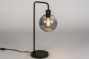 Rietveld Tafellampen - Zwart, Grijs - Glas, Metaal, Huis en Inrichting, Lampen | Tafellampen, Verzenden, Nieuw
