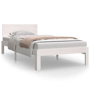 Wit eenpersoonsbed 90x200 van massief grenenhout - 34% ko..., Gebruikt, 90 cm, Eenpersoons, Wit