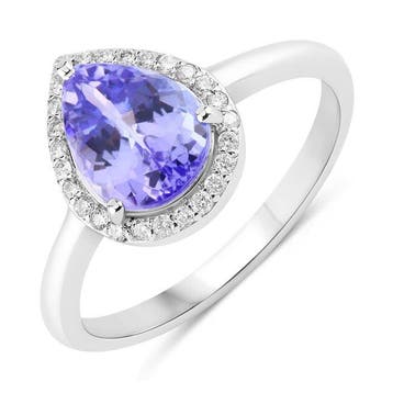Ring - 14 karaat Witgoud - 1.95ct. tw. Tanzaniet - Diamant -, Nieuw