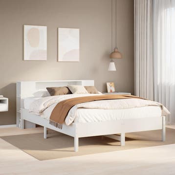 vidaXL Bed met boekenkast zonder matras grenenhout wit, Verzenden, Wit, 190 cm of minder, Overige maten