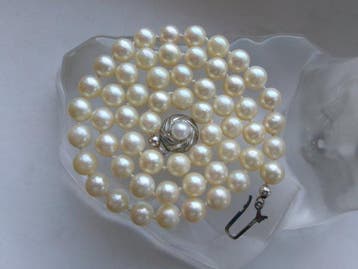 Zilver, Akoya parels - Halsketting - Art Deco